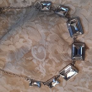 2028 silver and faceted crystal necklace